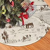 Western Desert Cowboy Christmas Tree Skirt Funny Tree Mat for Farmhouse Xmas Holiday Party Decorations Indoor Outdoor 36 Inch