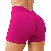 Unthewe Womens Seamless Workout Shorts Scrunch Butt Lifting High Waist V Back Gym Biker Shorts