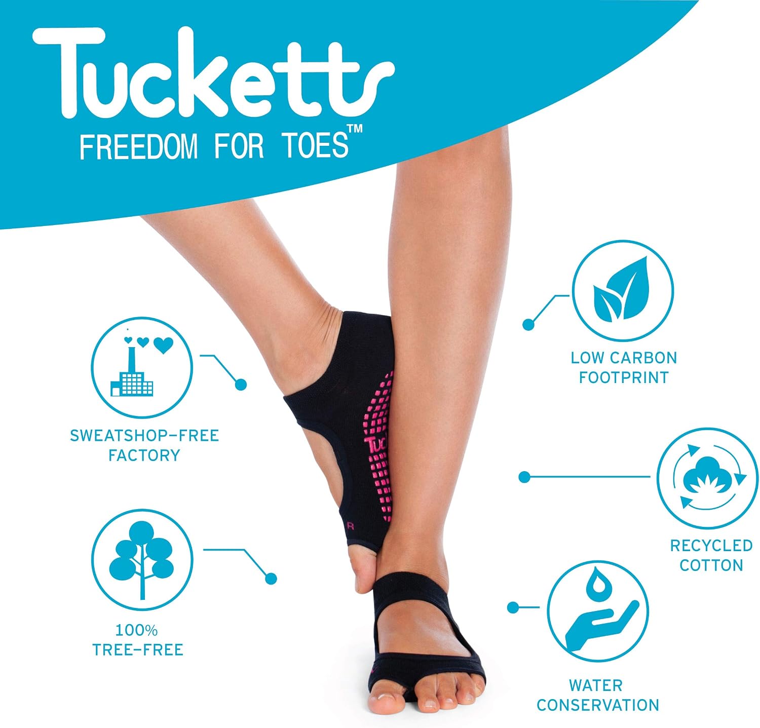 Tucketts Allegro Toeless Non-Slip Grip Socks, Made in Colombia, Mary Jane Style Perfect for Yoga Barre, Pilates - Image 5