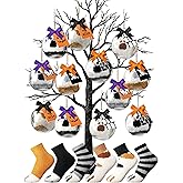 Cutecrop 12 Pairs Christmas Thanksgiving Halloween Fuzzy Socks Ornament Gift Set Fuzzy Socks for Women Gift for Holiday