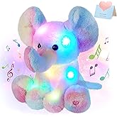 Glow Guards 12'' Musical Light up Rainbow Elephant Stuffed Animal,LED Singing Soft Wildlife Animal Plush Toy with Night Lights&Lullaby,Birthday Children's Day Hoilday Gift for Toddler Kids