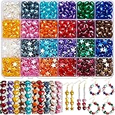 1200 Pcs Acrylic Heart Star Beads for Bracelet, Assorted Bracelet Pastel Bead Cute Kawaii Fun Beads for DIY Craft Jewelry Making Phone Lanyard Earring Bracelet (12 Colors)
