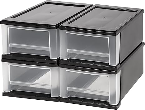 Iris 7 Quart Stacking Drawer 4 Pack Black Amazon Ca Home Kitchen