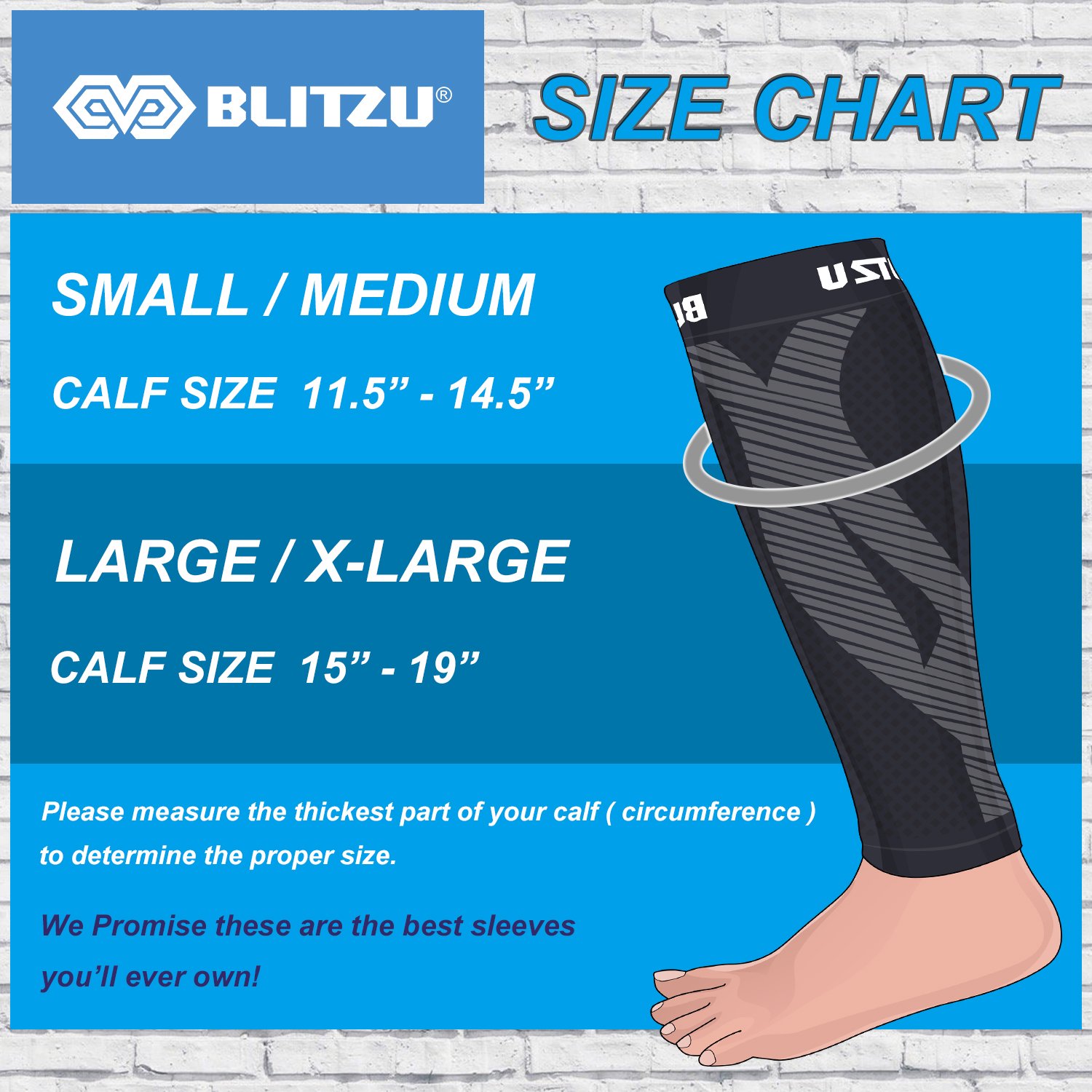 BLITZU Calf Compression Sleeve Socks One Pair Leg Performance Support