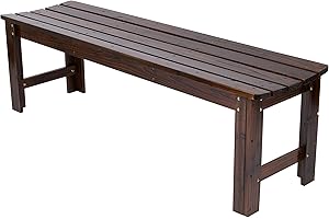 Shine Company Outdoor Wooden Backless Patio Garden Bench, 5 Ft, Burnt Brown