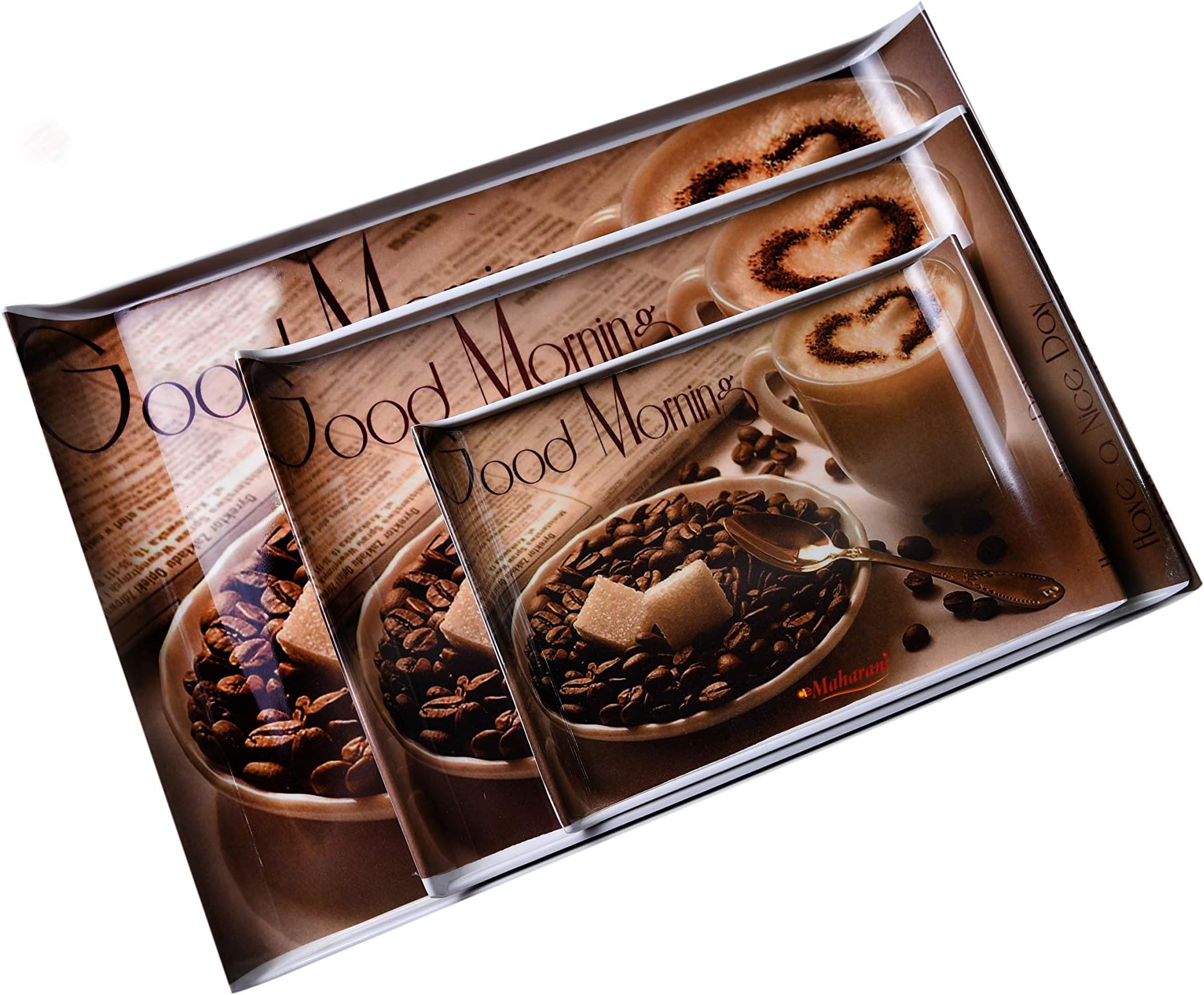 aeMAHARANI Melamine Orchild Tray, Set of 3 Pcs