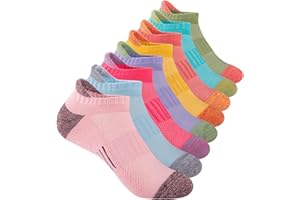 Comfoex Girls Socks Ankle Running Socks For Kids 4-6 6-8 8-10 Years Old Short Socks With Cushioned Sole 8 Pairs