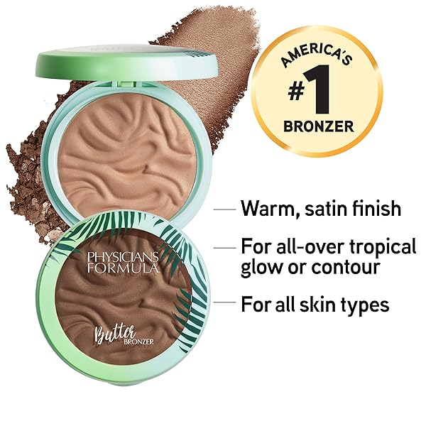 PHYSICIANS FORMULA MURUMURU BUTTER BRONZER, MOISTURIZING, NOURISHING MURUMURU BUTTER FOR SILKY GLOW, DERMATOLOGIST TESTED, HYPOALLERGENIC, VEGAN & CRUELTY-FREE – SCULPTING BRONZER