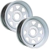 eCustomrim 2-Pack Trailer Wheel 15X5 15 Inch 5 Lug On 4.5 White Spoke Rim | 15 X 5 Rim, 5 Lug on 4.5 Inch Bolt Pattern, 3.19 Inch Center Bore, 2150 Lbs Max Load, For Trailer Tire Use Only