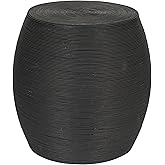 Creative Co-Op Round Rattan Barrel Side Table, Black