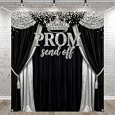 Tingjoo Prom 2027 Backdrop Graduation Decoration, Black and Silver, Classic