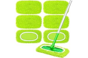 NXPPYY 6-Pack Reusable Mop Pads Fit Swiffer Sweeper, Microfiber Cleaning Mop Pads Refill for Dry Sweeping & Wet Mopping Replacement
