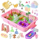 sikmcle 36 PCS Pet Sensory Bin Moldable Sensory Sand Kit and Sandbox with Lid Dog and Cat Toddler Toys for Kids Gifts for Boys and Girls