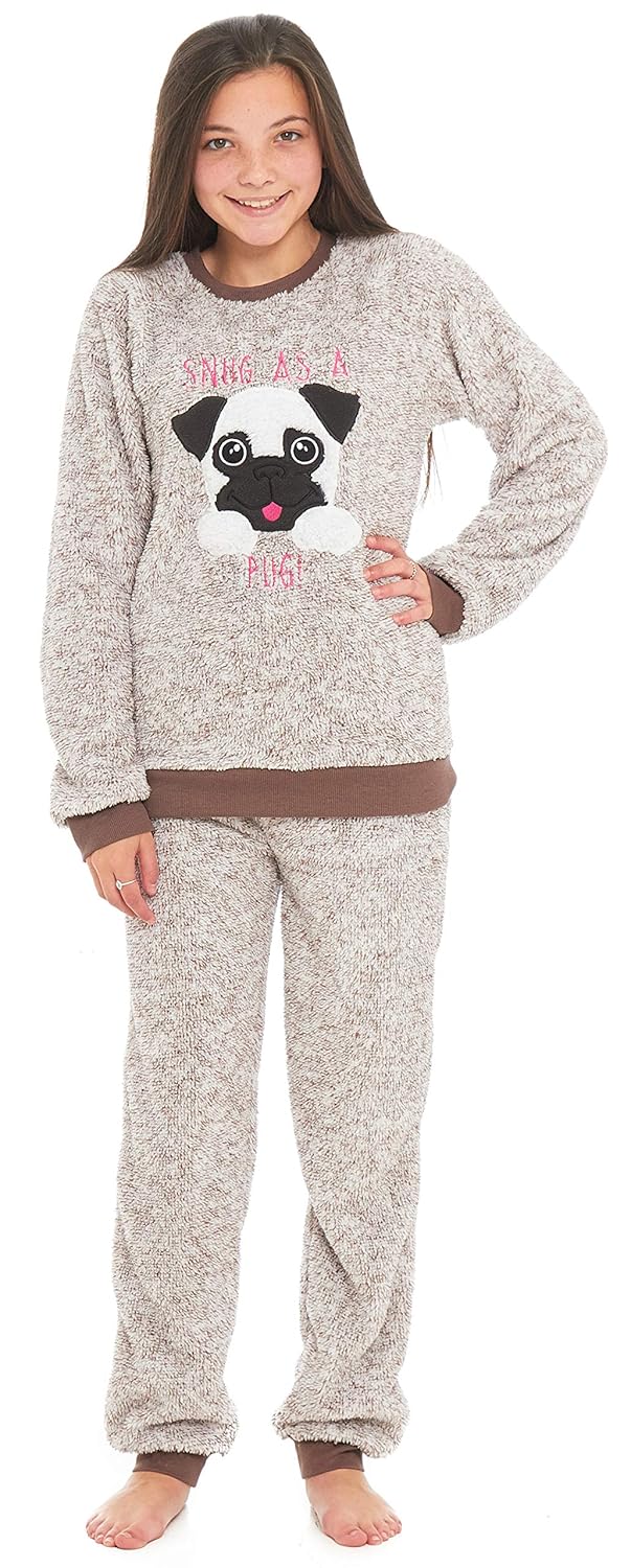 Slumber Hut Girls Pug Dog Llama Fleece Pyjamas Luxury Childrens Animal Novelty Loungewear Twosie Pajamas Size 7 To 13 Years Sleepwear Robes Clothing Clinicadelpieaitanalopez Com