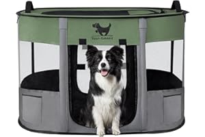 Rest-Eazzzy Dog Playpen, Foldable Kitten Playpen for Medium Dogs, Portable Pet Puppy Playpen with Removable Shade Cover, Indoor Outdoor Travel Camping Use for Small Pets with Carrying Case (M, Green)