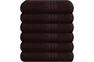 BOUTIQUO Ultra Soft Cotton 6 -Piece Hand Towel Set 16x24 Inch, Ideal for use in Bathroom, Kitchen, Gym, Spa & General Cleaning, Compact & Lightweight Multi Purpose Hand Towels - Chocolate Brown