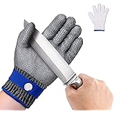 ZEEGO ANSI A9 Cut Resistant Glove, Food Grade Stainless Steel Mesh Metal Glove, Suitable for Mandoline, Kitchen Cooking,Butcher Meat Cutting and Oyster Shucking(Large Size)