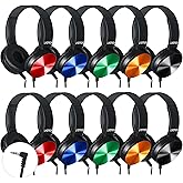 LYDTICK 10 Pack Kids Headphones Bulk for School Classroom, Over-Ear Headphones Wired School Supplies for Kids Students Teachers, 3.5mm Jack(Multicolor)