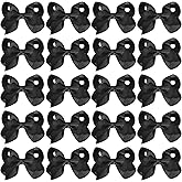 20Pcs 4" Hair Bows,Grosgrain Ribbon Solid Color Hair Bow with Alligator Clips,Hand-made Toddler Black Bows Hair Accessories for Girls Kids Children Little Teen (Black)