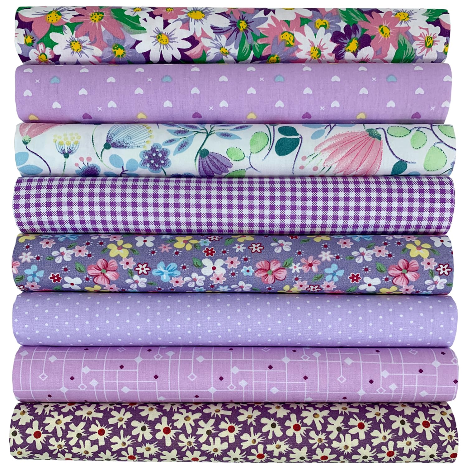 aufodara 8pcs Cotton Fabric Squares Patchwork 50 x 50cm Sewing Quilting Bundle DIY Crafting Fabric (Purple)