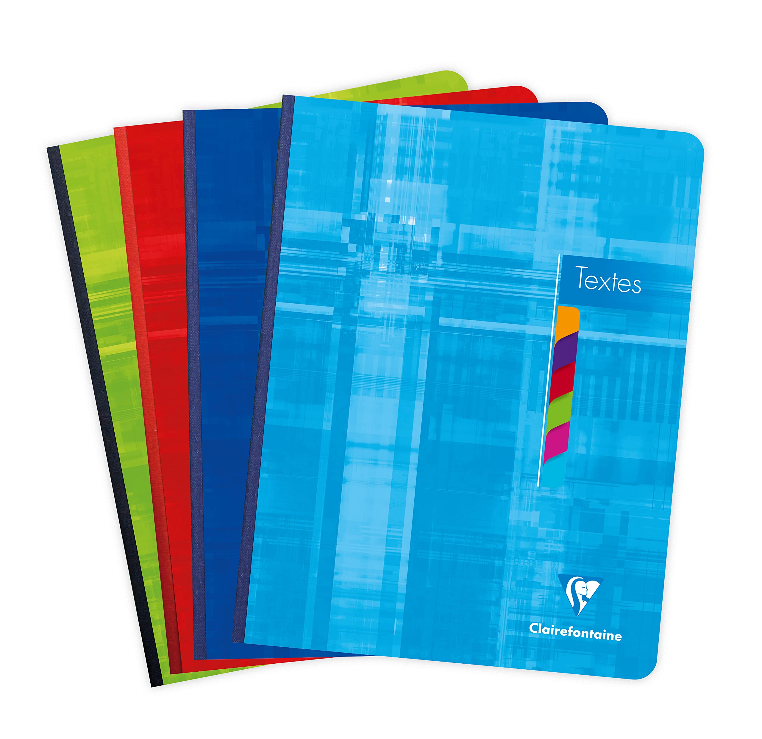 Clairefontaine 9626C - Homework Book Text Notebook Canvas - 17x22cm - 144 Seyes Ruled Pages Detachable - 90g White Paper - Random Colour Laminated Card Cover