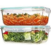 Vtopmart 2Pack 1860ml/63oz Large Glass Storage Containers with Lids, Meal Prep Food Container Set with Snap Airtight Lid for 