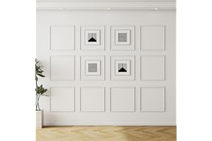Colingmill 12 Set Accent Wall Molding Kit Premade Wainscoting Panels Wall Molding Peel and Stick Panel White Pre Cut Trim for Walls Picture Frame Molding for Home Decoration(20 x 20 Inch)