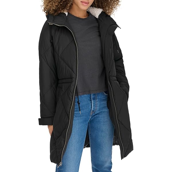 Levi's Women's Plus Size Performance Midlength Parka Jacket, black