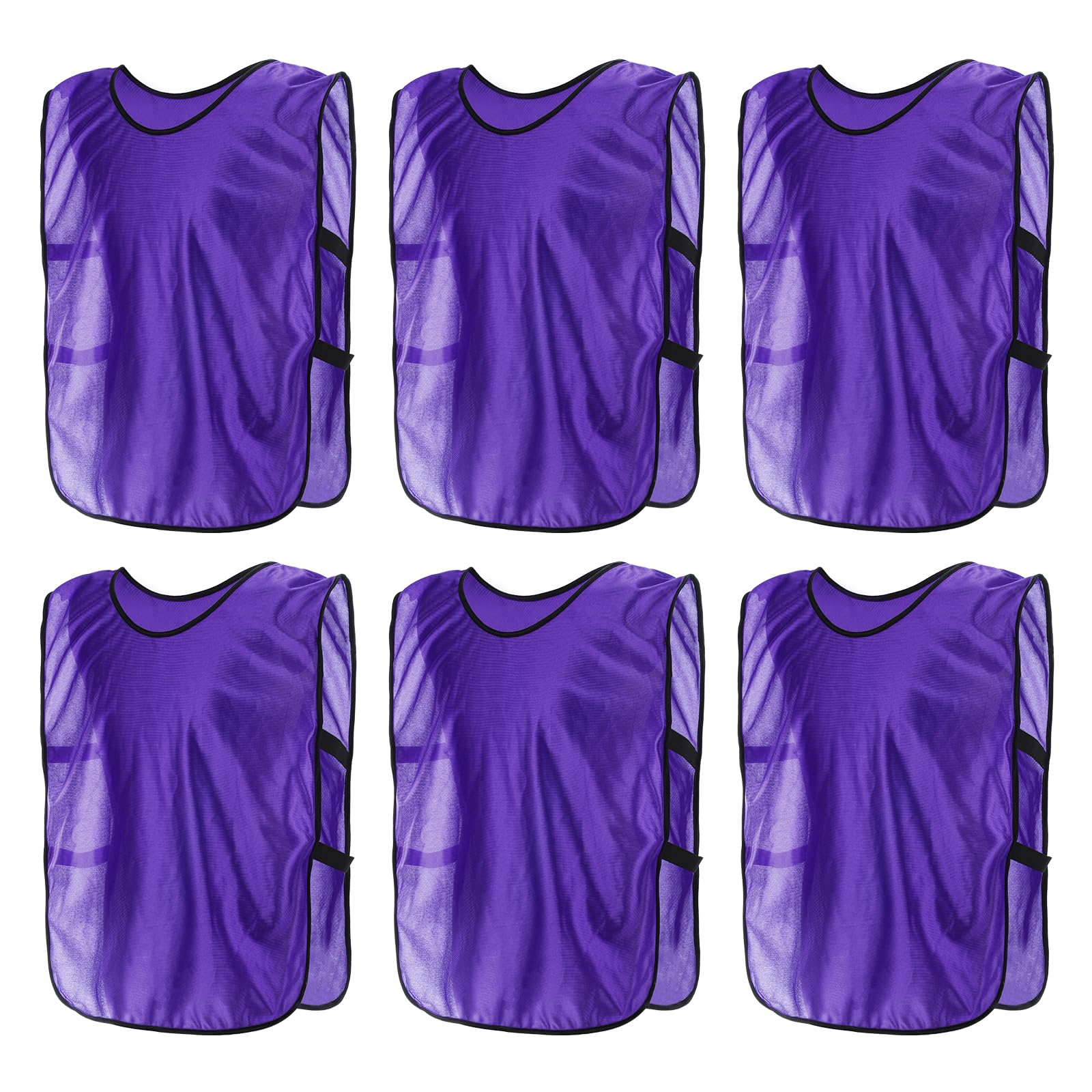 PATIKIL Scrimmage Vest, 6 Pack Soccer Pennies Soccer Jersey Training Vests Team Sports Pinnies Youth Football Practice Jerseys Fits Height 170cm to 200cm, Purple