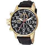Invicta Men's I Force 46mm Quartz 14k Gold Plated Watch with Black Canvas Band Watch, Black (Model: 1515)