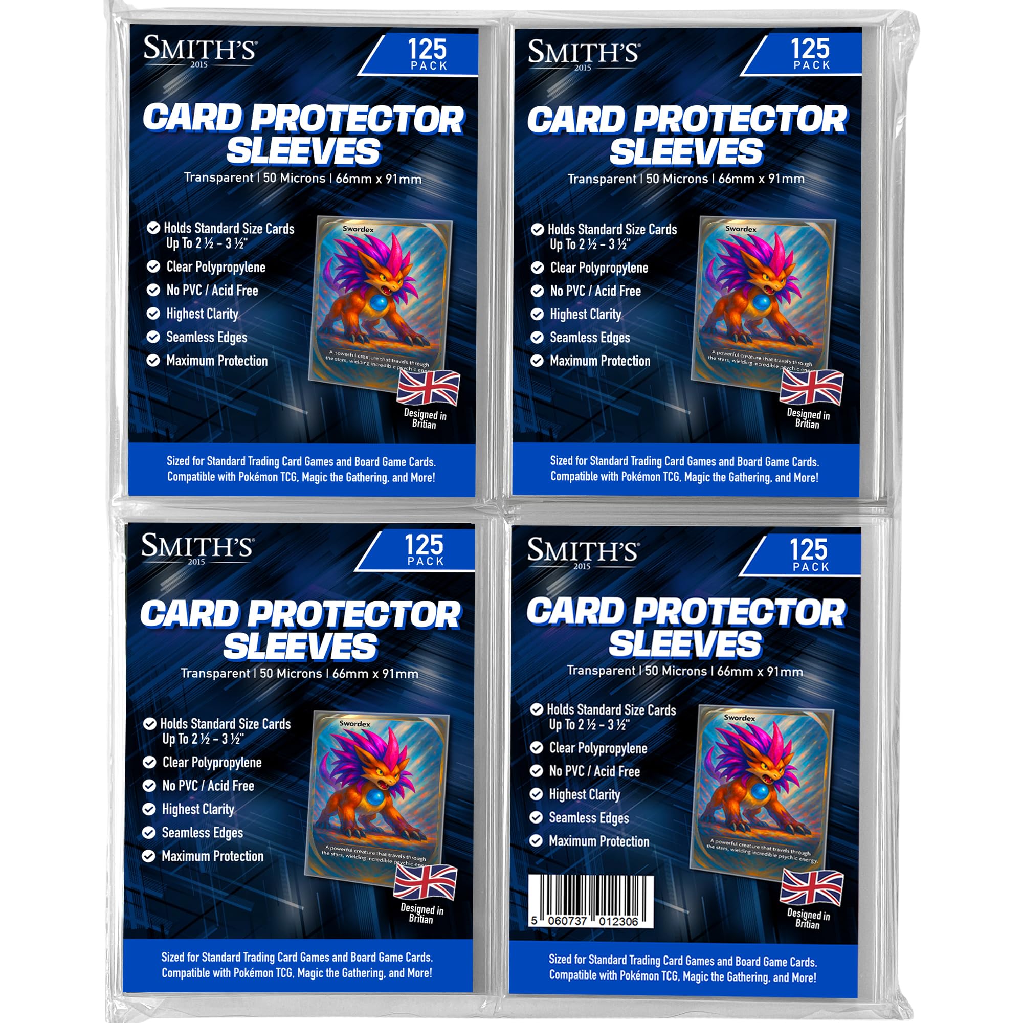 Smith’s® Standard Trading Card Sleeves | 500 Pack | Size: 66x91mm | 50 Micron | Ultra-Clear | Compatible with Pokemon TCG, Magic: The Gathering, Yu-Gi-Oh!, Board & Sports Cards | Acid & PVC-Free