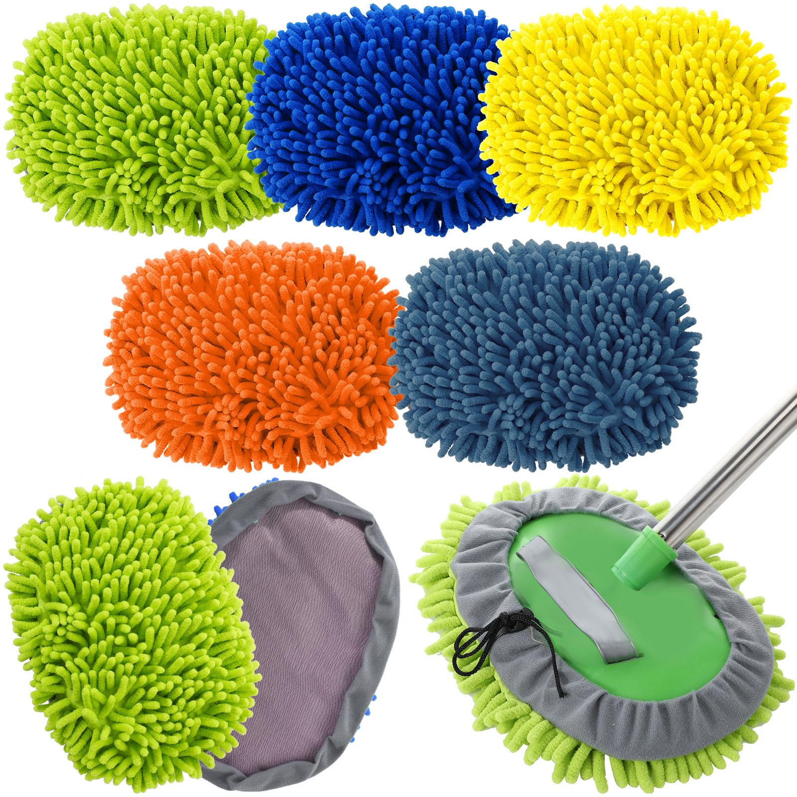 Photo 1 of Layhit 5 Pcs Car Wash Mitt Set, Brush Not Included, Microfiber Mitt Cleaning Car Truck Washing Tools Kit RV Pickup Chenille Scratch Replacement(Multicolor)