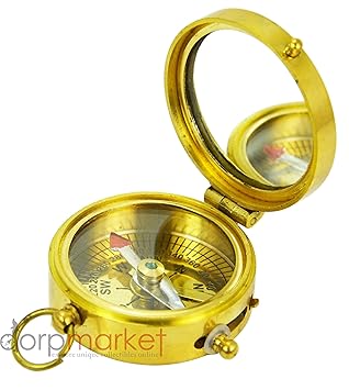 Antique Maritime Ross London Brass Pocket Compass Unique Collectible