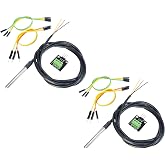DIYables DS18B20 Temperature Sensor for Arduino, ESP32, ESP8266, Raspberry Pi, Waterproof Stainless Steel Probe, 2 Pieces