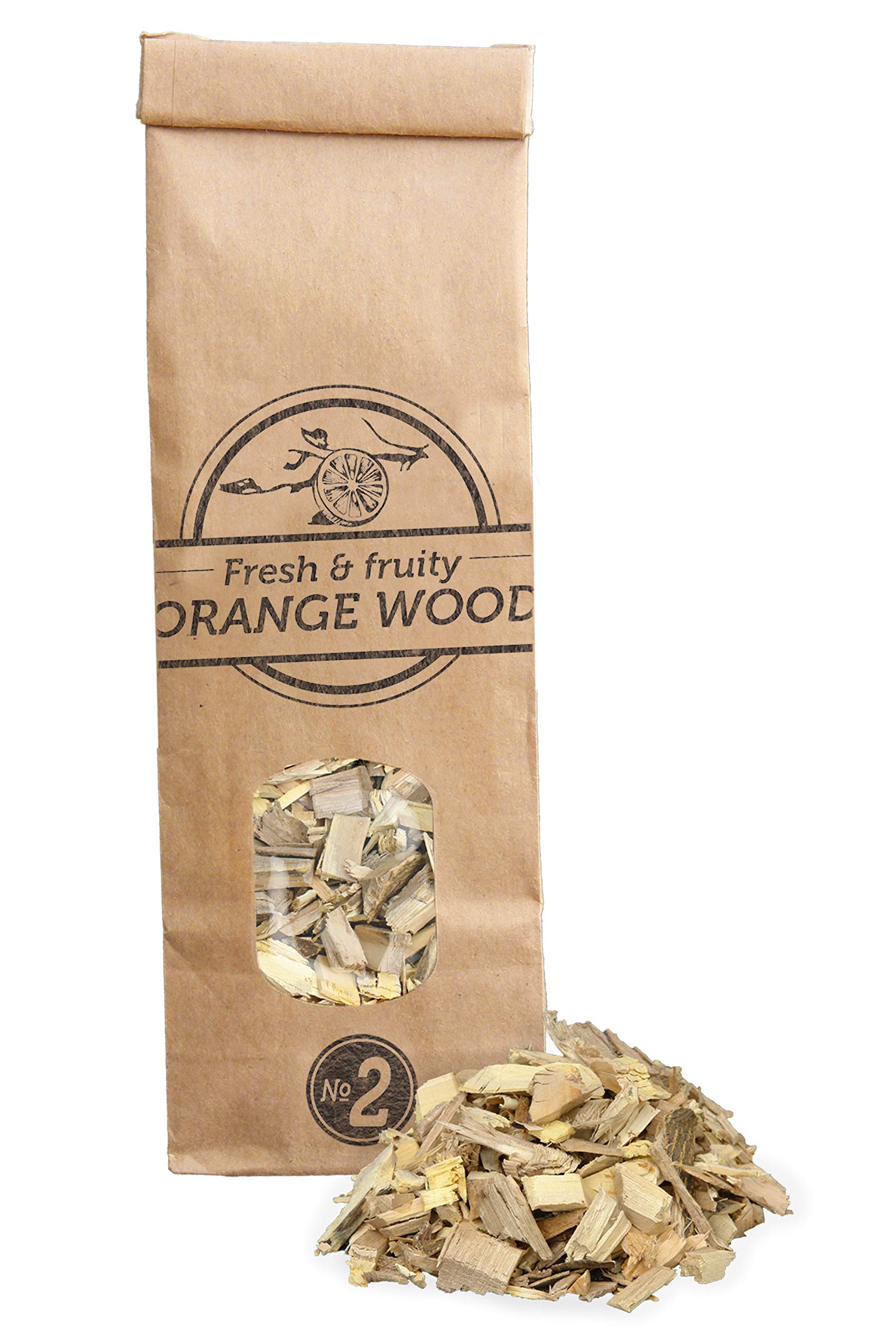 Smokey Olive Wood 500mL Orange Wood Chips for BBQ and Smoker Size 5 mm-1 cm