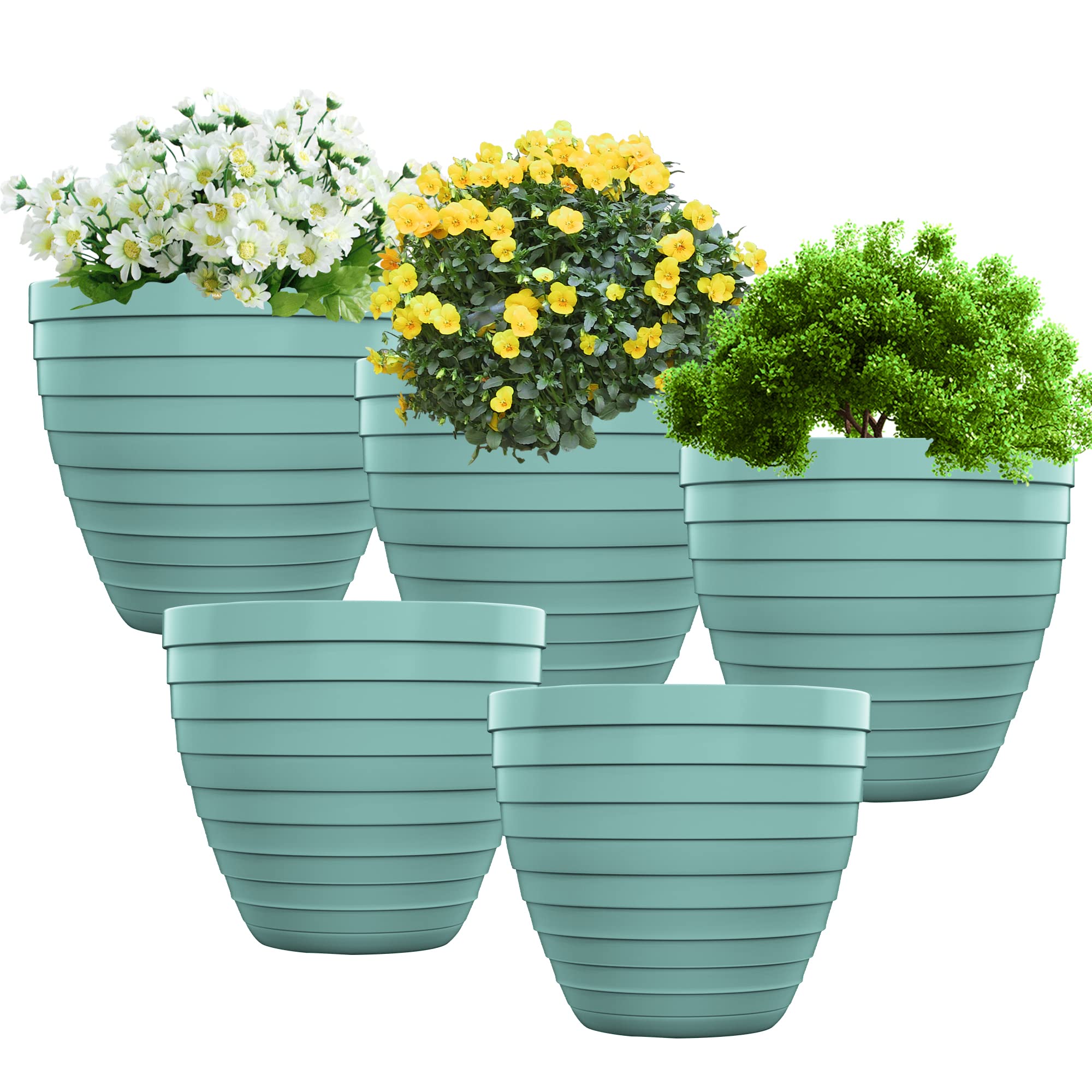 5 x 13cm Cactus Decorative Small Plant Pots for Indoor Outdoor Patio Modern Garden