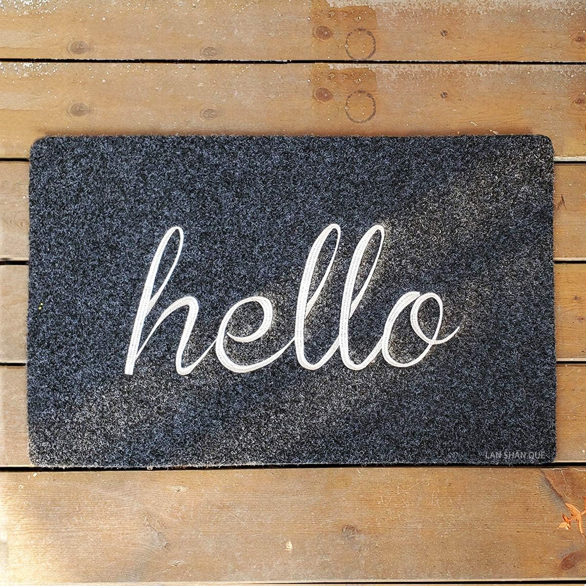 LAN SHAN QUE Hello Door Mat Welcome Mat Non Slip Rubber Backing Outdoor Doormat Super Absorb Mud Garden Patio High Traffic Areas Front Door Entrance Mats for Home Indoor