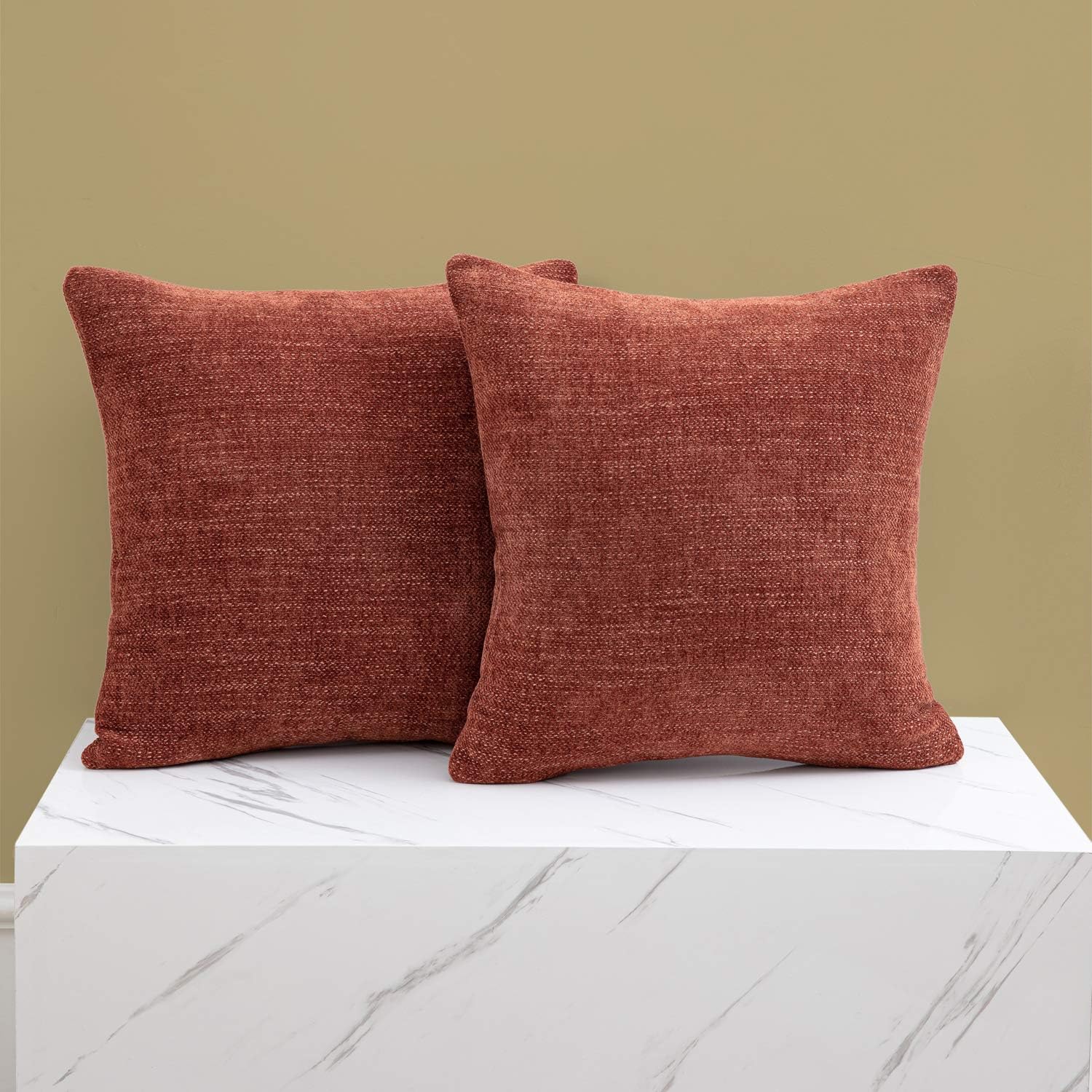 Anickal Rust Pillow Covers 18x18 Inch Set of 2 Farmhouse Rustic Decorative Throw Pillow Covers Square Cushion Case for Home Sofa Couch Decoration: Home & Kitchen