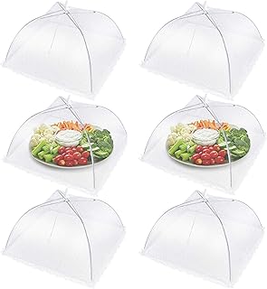 Fliegenhaube, 6er Set Abdeckhaube für Essen, 17 Zoll Abdeckhauben für lebensmittel,obsthaube,Faltbare Kuchenabdeckung, Fliegenschirm Lebensmittel Abdeckung, Fliegen-Schutz für Essen