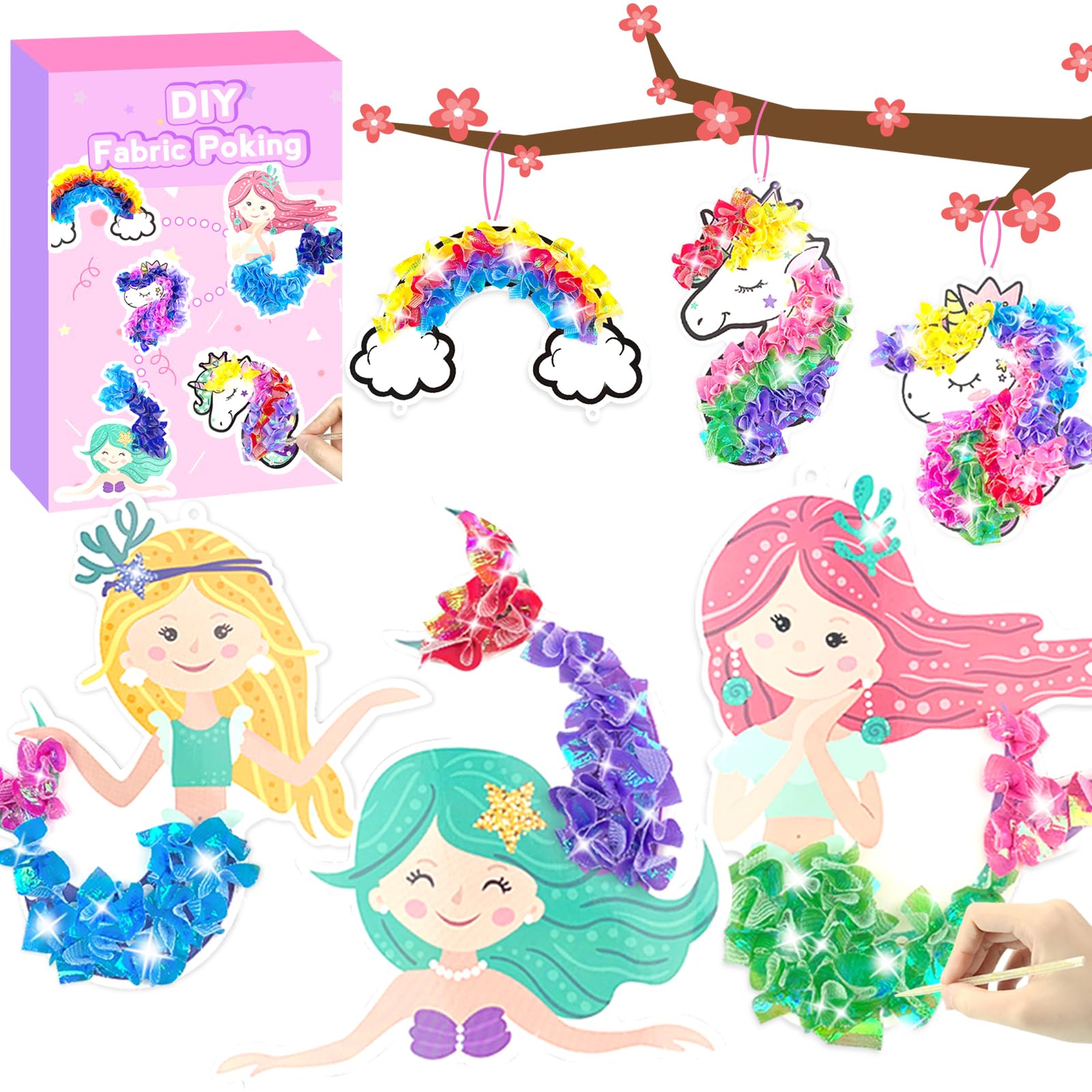 KIFHCMPR Poke in Fun Art Fabric Craft, Arts and Crafts for Kids,DIY Craft Kits,Create Mess Free Craft,Art Activity Birthday Gift Ideas for Children,Rainbow Toys for Girls and Boys Ages 4 5 6 7 8+