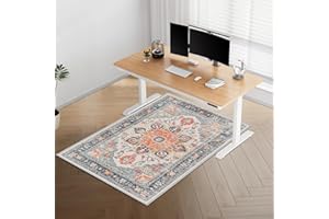 Kuyal Chair Mat for Hard Floors, 36'' x 55'' Floor Mats Wood/Tile Protection Mat, Office Chair Rug Protector, Beautiful Pattern Low Pile Carpet Computer Chair Mat (36'' x 55'',Blue-Orange)
