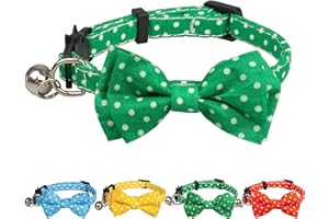 Gyapet Cat Collar Green with Bowtie Bell Safety Breakaway Kitten 7-11in Dot Colorful Adjustable Dot-Green