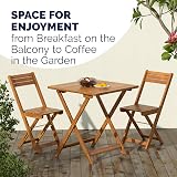 CASARIA 3-Piece Bistro Set | Acacia Wood Foldable Table & Chairs | Brown view 8