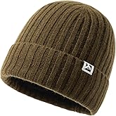 TOP-EX PolarWool™ L/XL/XXL 100% Merino Wool Beanie Fleece Lined Hat Watch Cap for Cold Weather Winter Warm