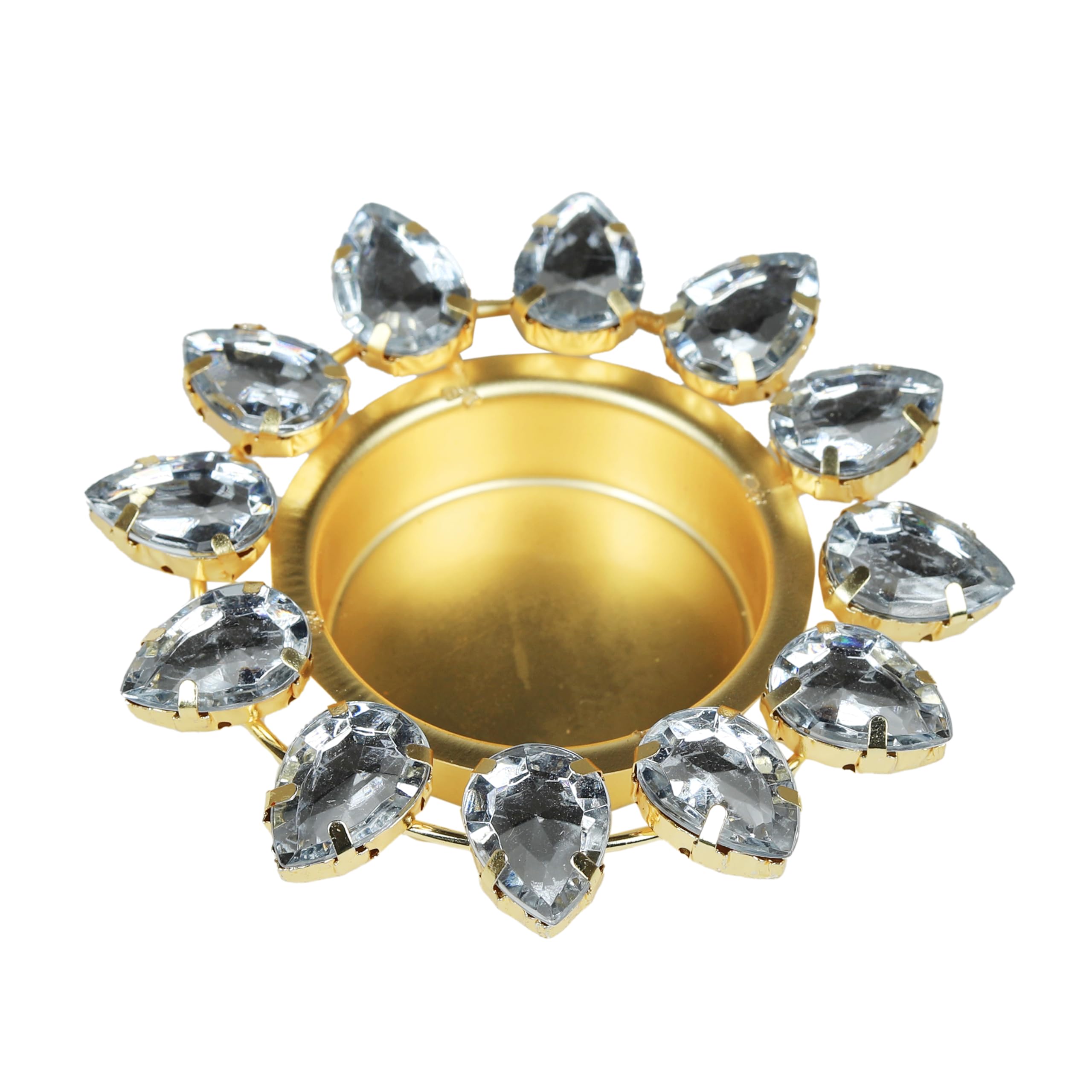 Decorative Tea Light Holders Lightning T Light Holder Candle Stand T-Light Holders Accessories Wedding Indian Festival Christmas New year Decorations Home Decor(Without Wax)(Size:-3")(White,Golden)