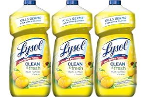 Lysol Multi-Surface Cleaner, Sanitizing and Disinfecting Pour, to Clean and Deodorize, Sparkling Lemon and Sunflower Essence, 40 Fl Oz (Pack of 3)