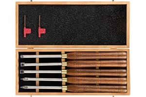 IMOTECHOM 5-Pieces Carbide Tipped Woodturning Tools Lathe Chisel Set with Stainless Steel Blade, Wooden Box