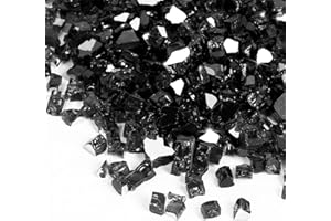 APROMISE Fire Glass for Fire Pit - 1/2 inch Fire Pit Glass | Reflective Fire Glass for Propane Fire Pit and Fireplace | 10lbs | Black