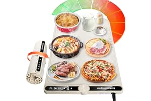 ALFOLO Food Warmer Mat for Buffet Electric Warming Trays for Party Food Trays Food Warming Mats for Countertop with 9 Temp. 104-248℉,8s Fast Food Heating Pad 6 Timers Roll up Silicone Warming Mat 24x15