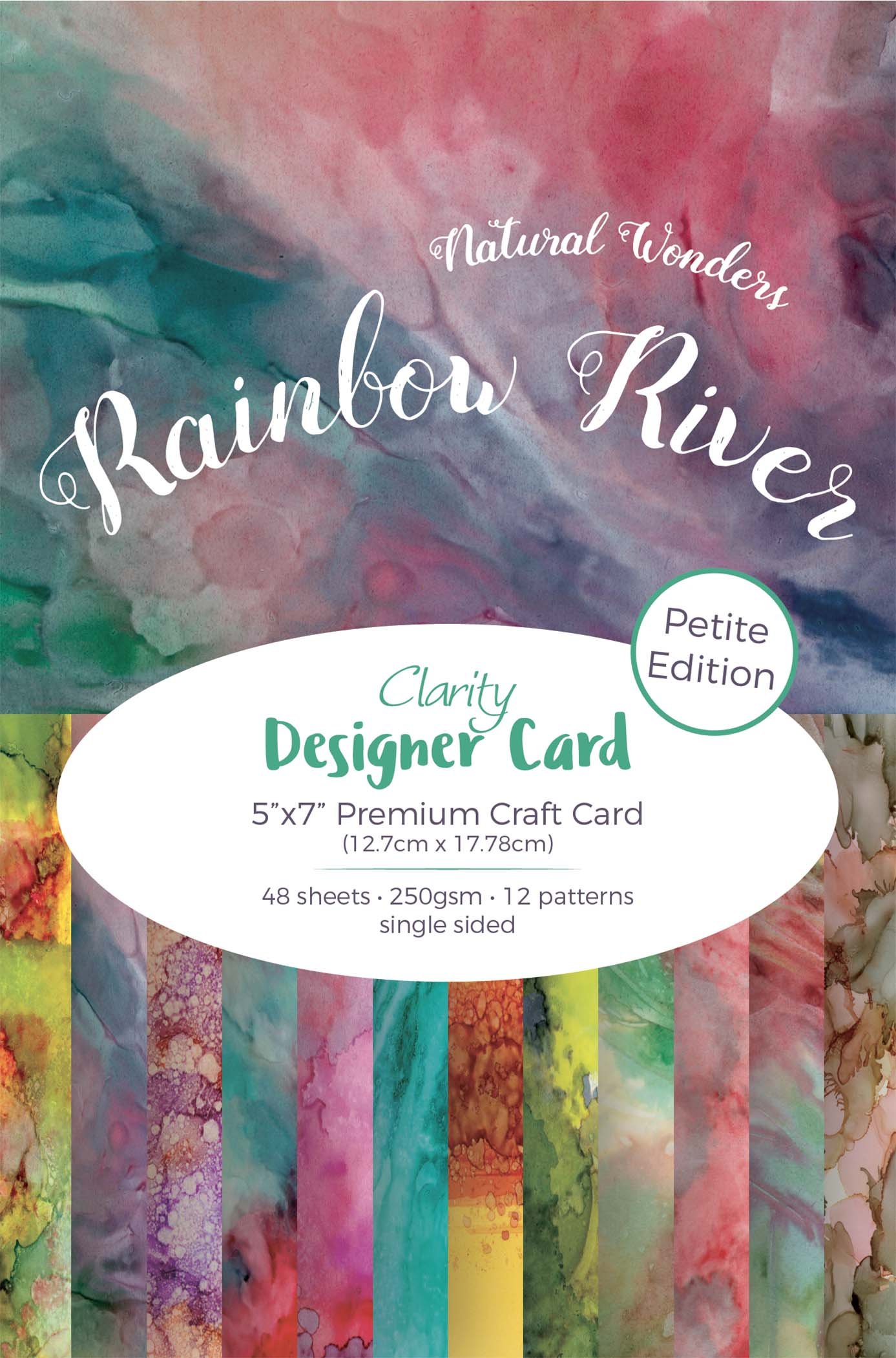 Rainbow River - Clarity Designer Card Petite Edition: Decorative Craft Card Pack, Designer Speciality Card for Scrapbooking, Card Making, Printmaking, 250 GSM